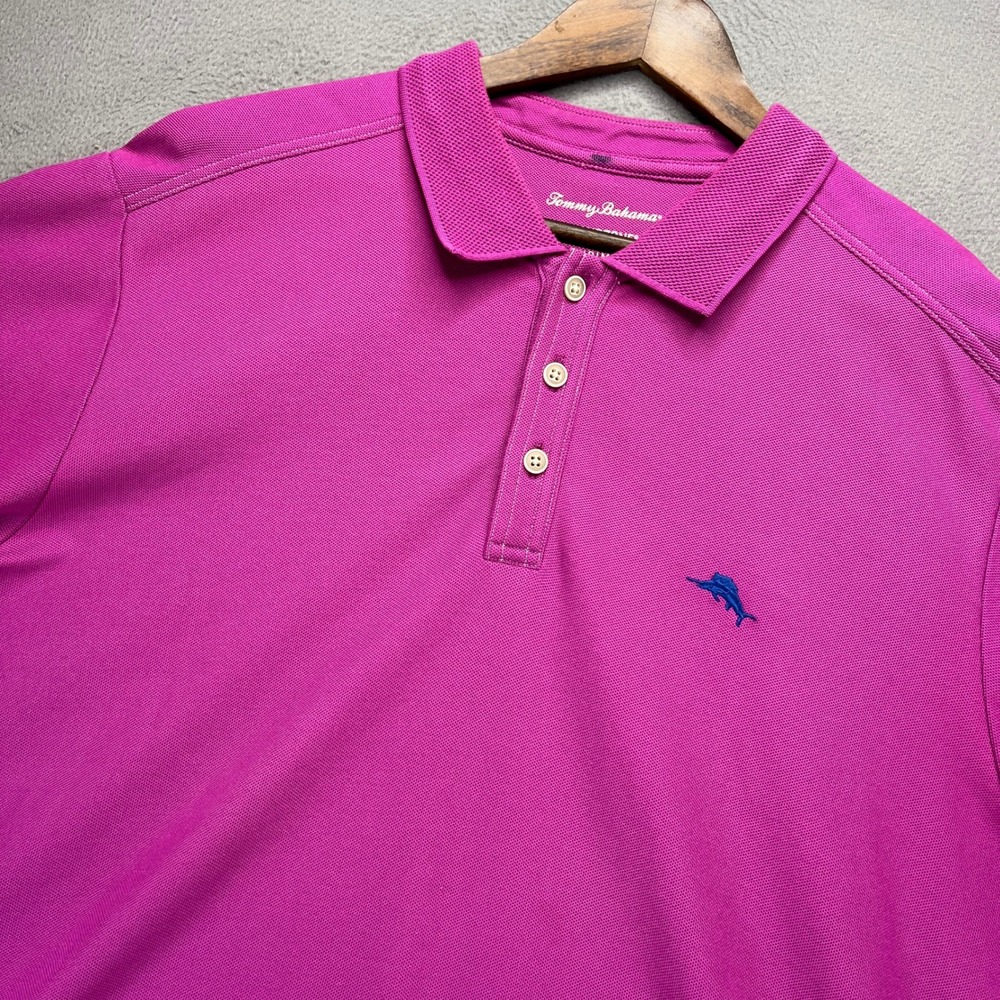 Tommy Bahama Emfielder Polo Shirt Mens XL Pink Pique Short Sleeve Casual Golf